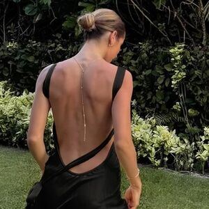 Commence Black Satin One shoulder dress size small